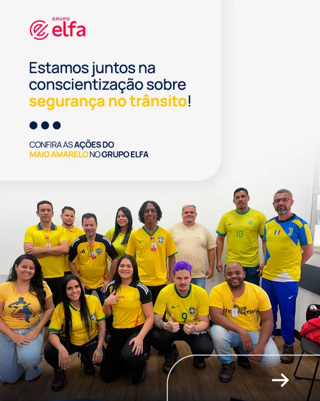 A segurança no trânsito é um compromisso de todos! 🚦💛

Durante o mês de maio, promovemos uma programação especial no Grupo Elfa, com ações que reforçam a importância da conscientização no trânsito para nossos colaboradores.

Arrasta para o lado para conferir os destaques do nosso Maio Amarelo!

#GrupoElfa #MaioAmarelo #conscientização #segurança #segurançanotrânsito