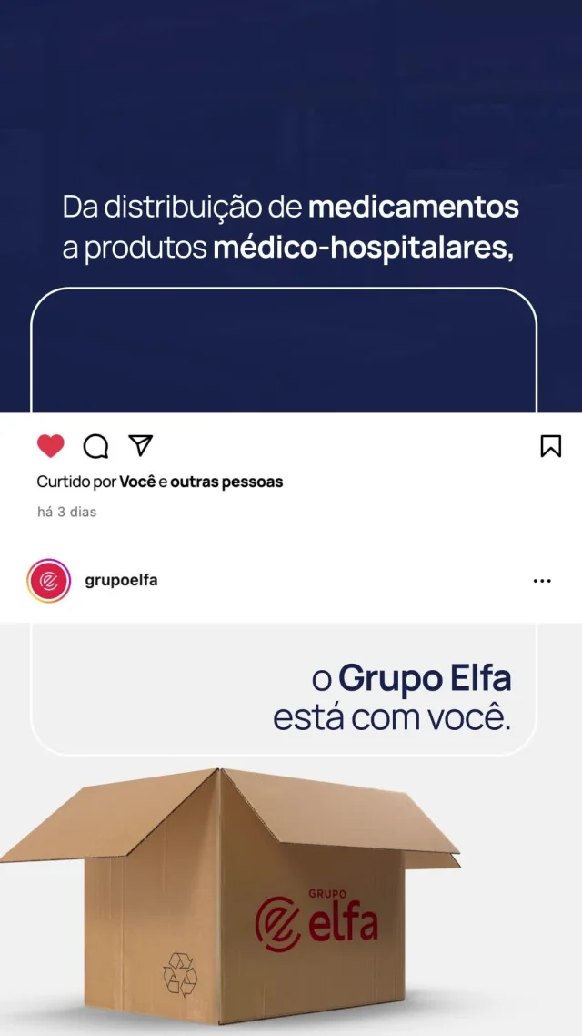 Se o assunto é qualidade na distribuição de medicamentos e soluções médico-hospitalares, o Grupo Elfa é referência! ✅

Com logística de ponta, pautada na excelência operacional, atuamos com um propósito fundamental: ampliar caminhos para levar saúde a milhões de vidas. ❤️

#GrupoElfa #trend #pause #saúde #distribuição