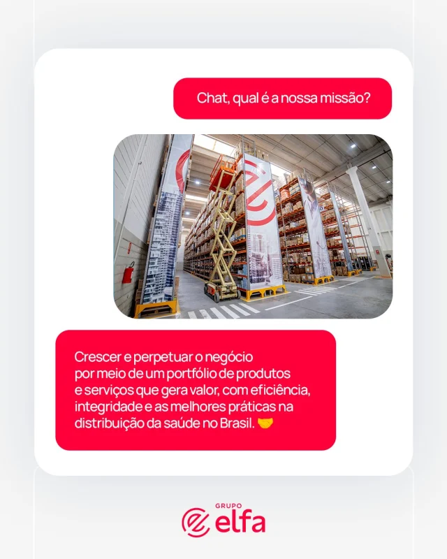 Uma missão que carrega um significado imensurável! ❤️✨

Estamos presentes em cada canto do país, guiados pela excelência operacional e pelo compromisso de proporcionar uma logística eficiente e segura, para que cada entrega chegue no tempo certo para quem precisa.

E você, o que te inspira nessa jornada? Deixe aqui nos comentários!

#GrupoElfa #trend #saúde #distribuição #logística #gestão