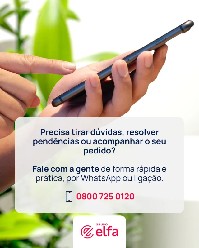 Cliente Elfa, você sabia que tem uma forma super fácil de falar com a gente? 📲✨

O canal de Atendimento ao Cliente está disponível para te ajudar! Fale com a nossa equipe via ligação ou Whatsapp pelo número: 0800 725 0120.

Salve nosso contato na sua agenda e conte com a eficiência do Grupo Elfa sempre que precisar. ❤️

#GrupoElfa #atendimento #contato #CustomerCare #saúde #distribuição