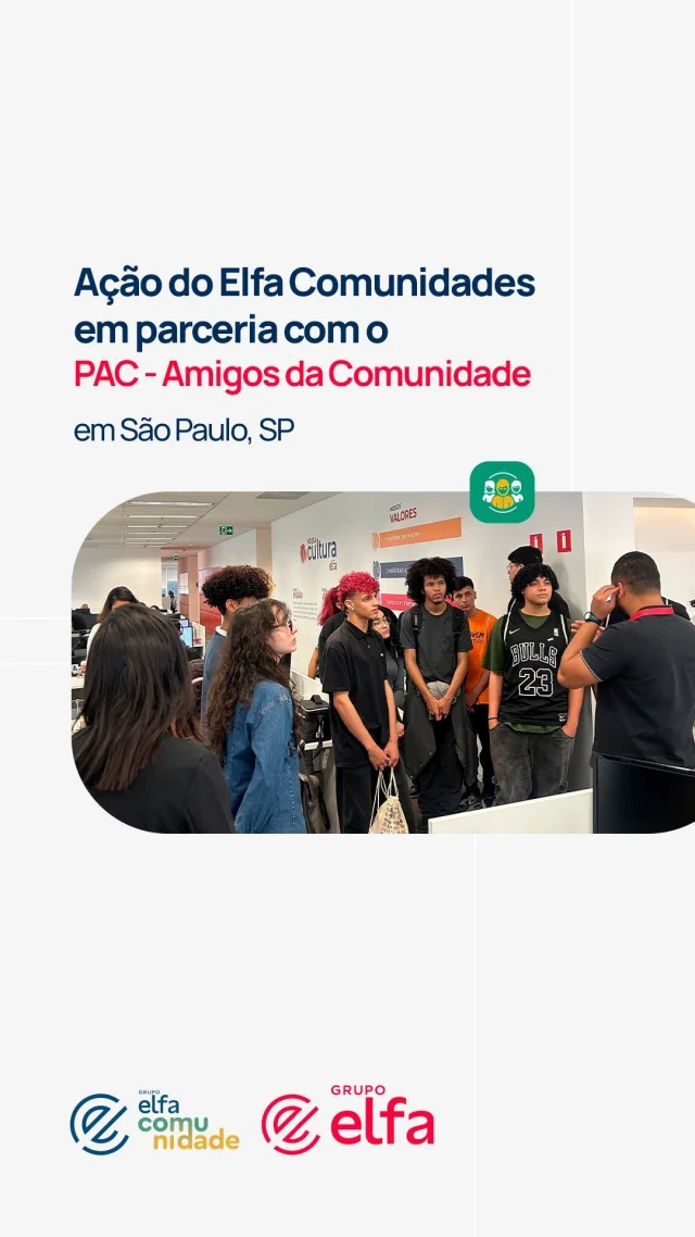 Trouxemos o programa Elfa Comunidades para nossa sede corporativa, em São Paulo (SP)!

Em parceria com a PAC - Amigos da Comunidade, por meio do projeto Jovem Com Futuro, recebemos convidados muito especiais para apresentar nossa rotina, promover palestras e transmitir conhecimentos sobre o universo corporativo e o mercado de trabalho.

Isabella Prazeres, da área de ESG do Grupo Elfa, compartilhou a emoção de promover essas ações: “

🗨️ Poder estar em contato com instituições, por meio do Elfa Comunidades, é um caminho que nos permite implementar as mudanças que a gente tanto defende. Acreditamos que assim materializamos nossa responsabilidade social, estando ali, de frente com as instituições, apoiando, não só financeiramente, mas também trazendo propósito e recebendo retorno das próprias instituições. Para mim, é um privilégio poder liderar este tipo de iniciativa.”

Confira os registros desse momento especial! ❤️

#GrupoElfa #ElfaComunidades #AmigosDaComunidade #saúde #distribuição #ESG #social