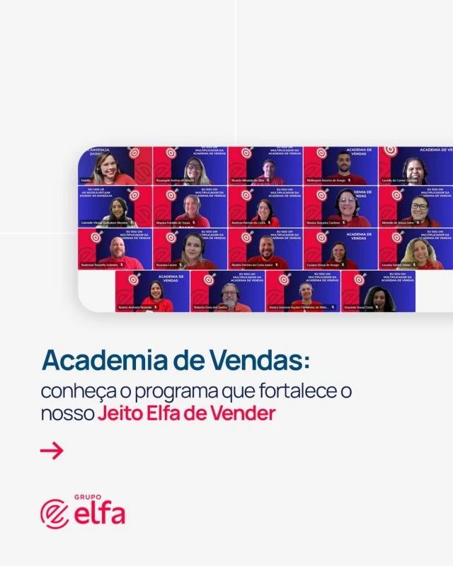 Investir no desenvolvimento dos nossos times é essencial para o crescimento do Grupo Elfa. Vem com a gente descobrir como colocamos isso em prática! 🤝❤️

A Academia de Vendas nasceu com o propósito de impulsionar os resultados das equipes comerciais. Desde o primeiro momento do colaborador na companhia, o programa oferece todo o suporte necessário para que ele se torne não apenas um especialista, mas também um incentivador do conhecimento sobre o Jeito Elfa de Vender.

👉 Arraste para o lado para saber mais sobre essa iniciativa!

#GrupoElfa #AcademiadeVendas #desenvolvimento #saúde #distribuição #comercial