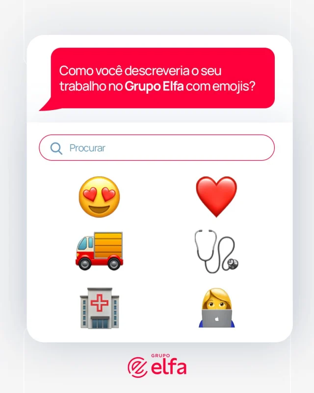 Seja na operação, no comercial ou em qualquer área de backoffice, o desafio do dia é: descrever o seu trabalho no Grupo Elfa com emojis! 👀

A gente já escolheu os nossos, agora é a sua vez!

#GrupoElfa #distribuição #saúde #logística