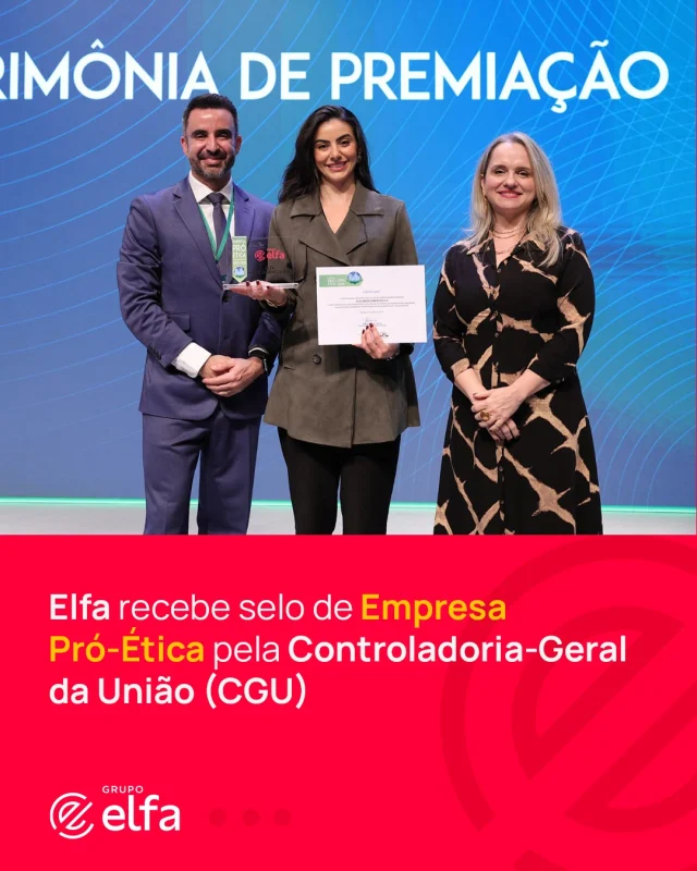 Ética que se fortalece a cada ano! Neste mês, a Elfa foi recertificada pela Controladoria-Geral da União (CGU) como Empresa Pró-Ética.

Receber o selo pelo terceiro ano consecutivo é o reconhecimento de uma atuação pautada pelo compromisso contínuo com as boas práticas de governança na área da saúde.

Seguimos construindo relações de confiança e fortalecendo uma cultura que coloca a integridade no centro de cada decisão.

#Elfa #compliance #ética